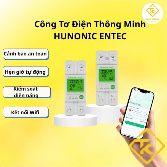 Công Tơ Điện WiFi HUNONIC ENTEC 63A chính hãng – Thiết Bị Giám Sát Điện Năng Thông Minh 