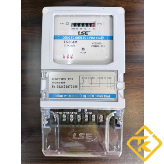 CÔNG TƠ ĐIỆN 3 PHA( ĐỒNG HỒ ĐIỆN 3 PHA) LSE 3 Pha 4 Dây Kiểu Điện Tử LS3E4M 3x10(120)A
