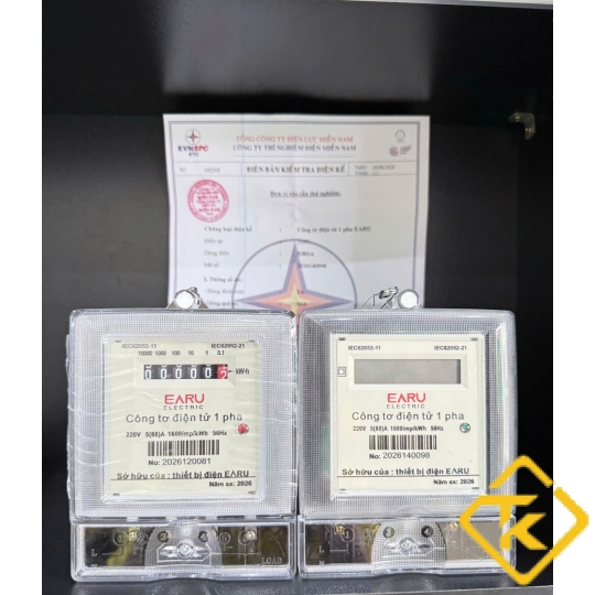 Công Tơ Điện 1 Pha EARU 220V 5(80)A Hiển Thị LCD Và Số Cơ cho phòng trọ