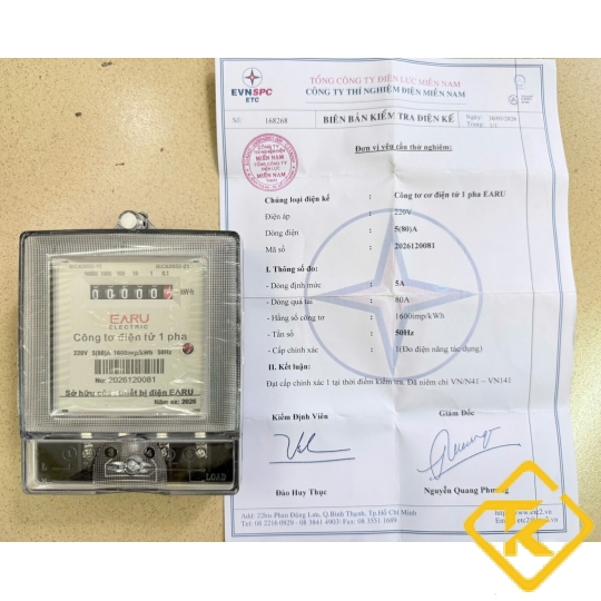 Công Tơ Điện 1 Pha EARU 220V 5(80)A Hiển Thị LCD Và Số Cơ cho phòng trọ