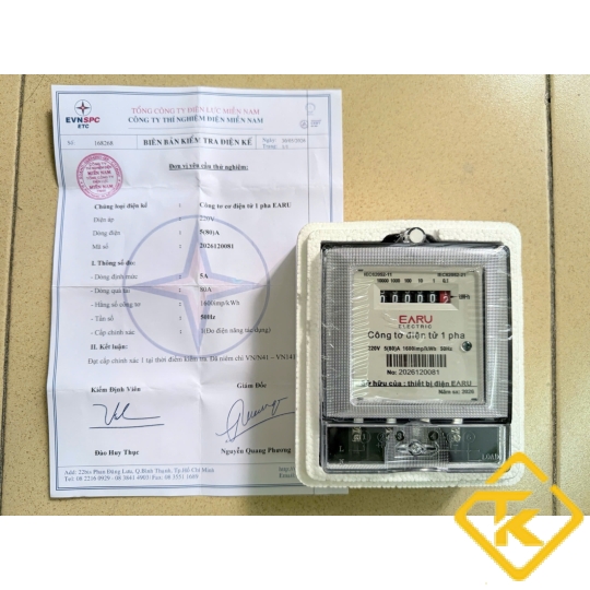 Công Tơ Điện 1 Pha EARU 220V 5(80)A Hiển Thị LCD Và Số Cơ cho phòng trọ