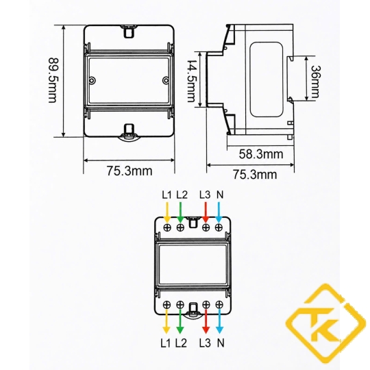 Công Tơ Điện 3 Pha Tuya WiFi 100A – Bật tắt từ xa Công Tơ Điện Thông Minh / Đo Điện Năng 2 Chiều
