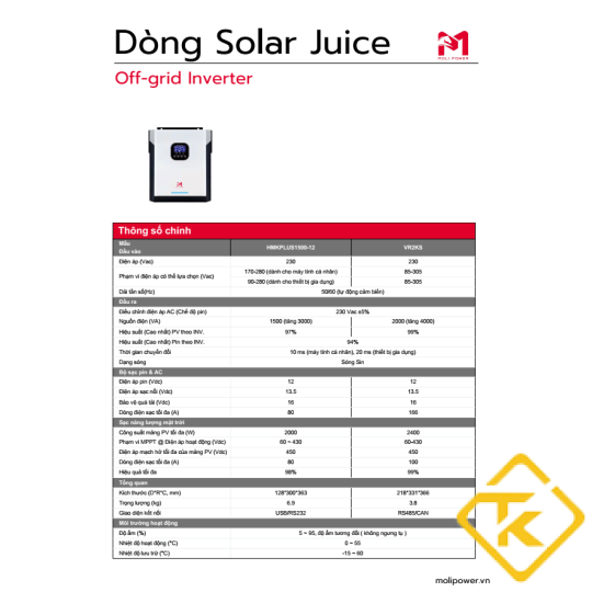 Dùng Cho Năng Lượng Mặt Trời Bộ Biến Tần Inverter Moli Power 3.6kW & 5.5kW