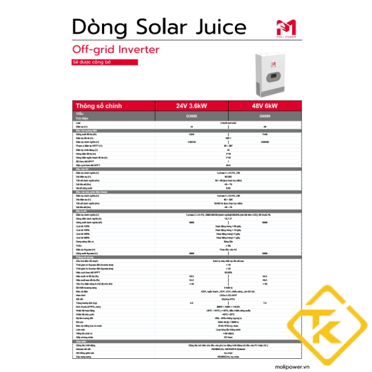 Dùng Cho Năng Lượng Mặt Trời Bộ Biến Tần Inverter Moli Power 3.6kW & 5.5kW