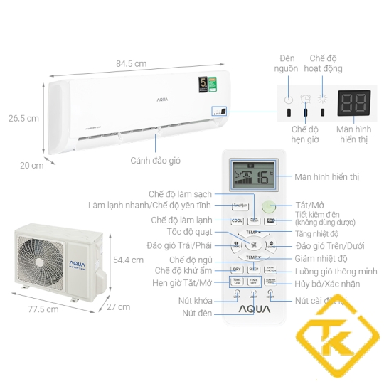 Máy lạnh Aqua Inverter 1.5 HP AQA-KCRV13TR