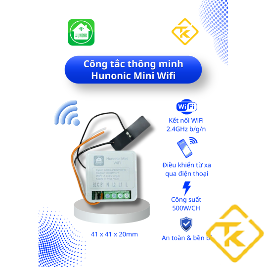 Công tắc thông minh wifi Hunonic mini - Điều khiển từ xa