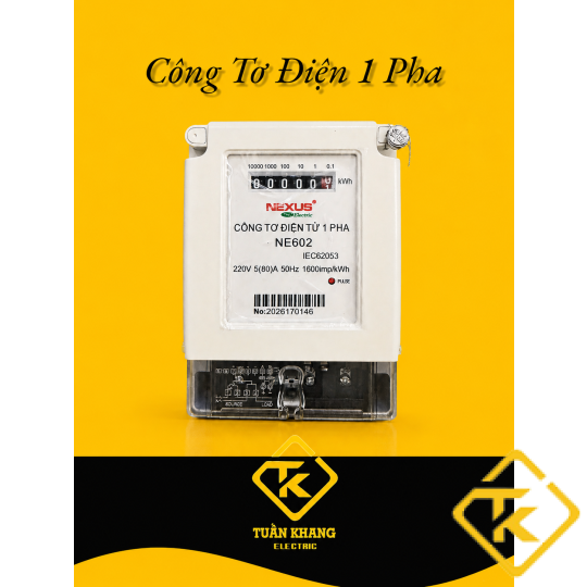 Công Tơ Điện 1 Pha NEXUS NE602 5(80)A 220V Cho Gia Đình Và Nhà Trọ