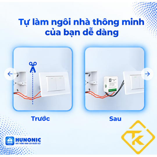 Công tắc thông minh wifi Hunonic mini - Điều khiển từ xa