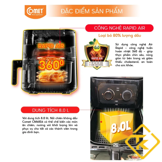 Nồi Chiên Không Dầu COMET CM6856 - Dung tích 8L