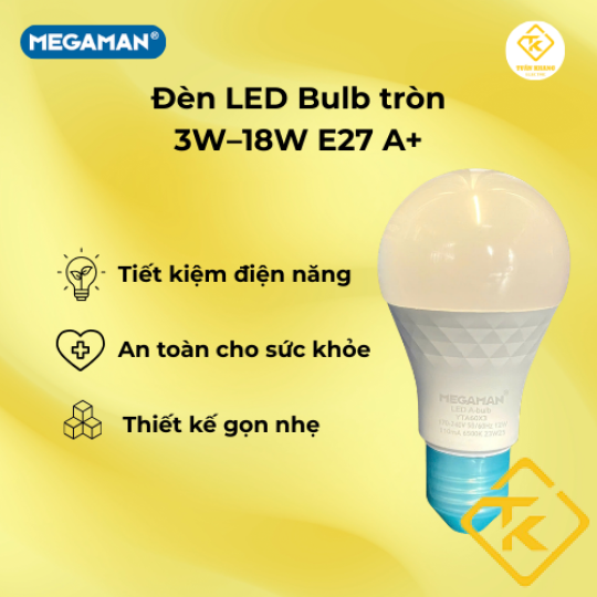 Đèn LED Bulb tròn 3W–18W E27 A+ Megaman Tiết kiệm điện