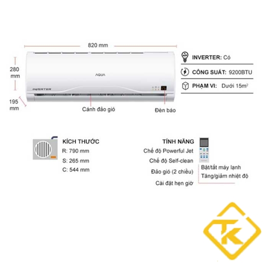 Máy lạnh Aqua Inverter 1.0HP AQA-KCRV10TR