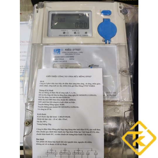 Công tơ điện tử 3 pha Hữu Hồng DTS27 - 1 Biểu Giá