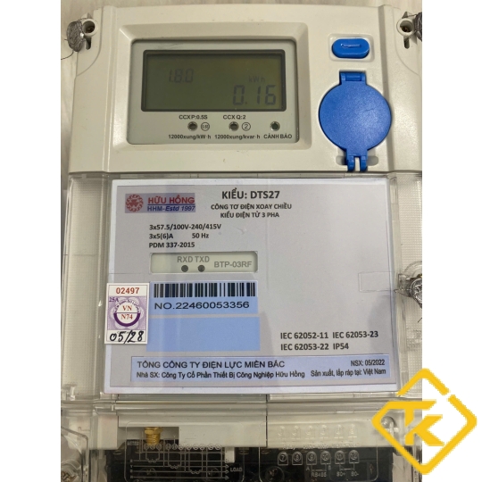 Công Tơ Điện Tử 3 Pha DTS27 3x5(6)A – Gián Tiếp, 1 Biểu Giá, Có Giấy Kiểm Định