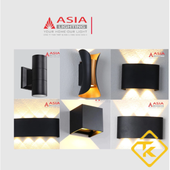 Đèn Tường Trang Trí Chính Hãng ASIA LIGHTING  Thân Nhôm Đúc Liền Khối IP65