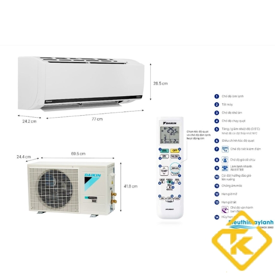 Máy lạnh Daikin inverter 1.0Hp FTKB25WAVMV