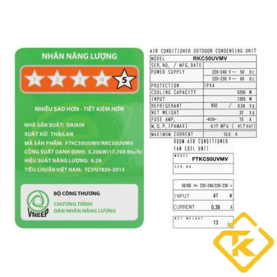 Máy lạnh Daikin FTKC50UVMV (2.0Hp) Inverter