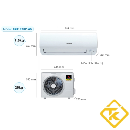 Máy lạnh Mitsubishi Heavy SRK10YXP-W5 (1.0Hp) Inverter Gas R32
