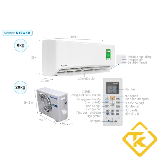 Máy lạnh Panasonic N12WKH-8 (1.5Hp) Gas R32
