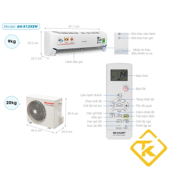 Máy lạnh Sharp AH-X12XEW (1.5Hp) Inverter Gas R32