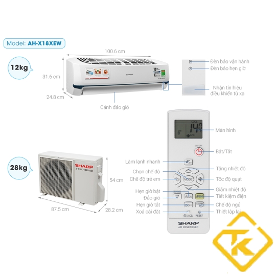 Máy lạnh Sharp AH-X18XEW (2.0Hp) Inverter Gas R32