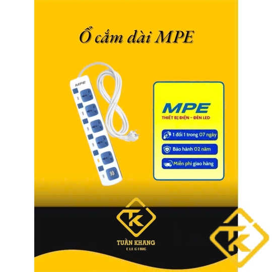 Ổ Cắm Di Động MPE 5 Ổ Cắm Đa Năng AM5S-2USB – Tích Hợp 2 Cổng USB, Dây Dài 3m