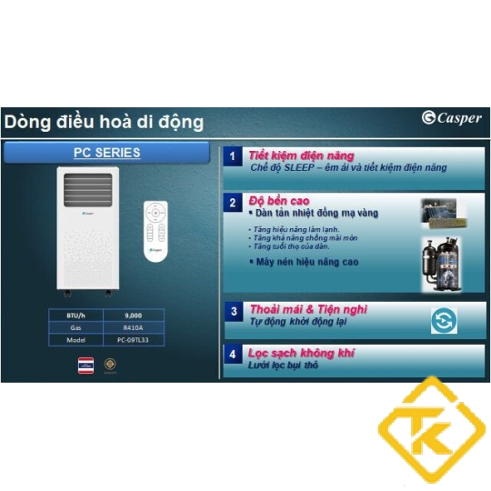 Máy lạnh di động Casper PC-09TL33 (1.0Hp)