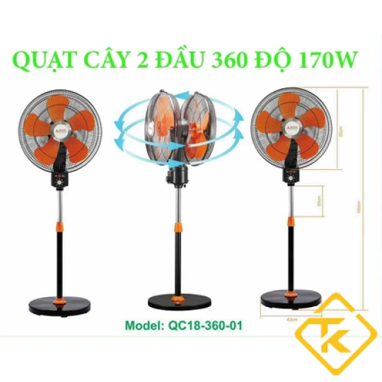 Quạt xoay 360 độ cao cấp 2 đầu Asia QC18-360