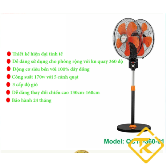 Quạt xoay 360 độ cao cấp 2 đầu Asia QC18-360