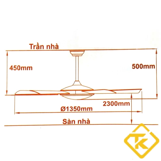 Quạt trần Asia Lighting Cao Cấp QT05 điều khiển remote