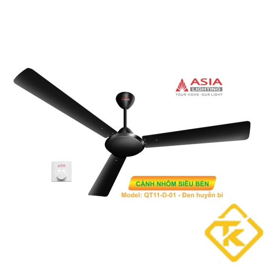 Quạt Trần Cao Cấp ASIA 3 Cánh Nhôm Tĩnh Điện Màu Đen -QT11-D-01