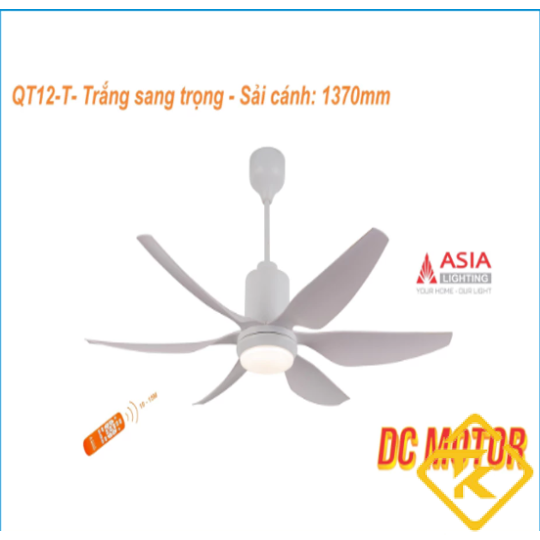  QUẠT TRẦN ASIA LIGHTING 6 CÁNH QUẠT CÓ ĐÈN LED – QT12