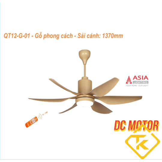  QUẠT TRẦN ASIA LIGHTING 6 CÁNH QUẠT CÓ ĐÈN LED – QT12