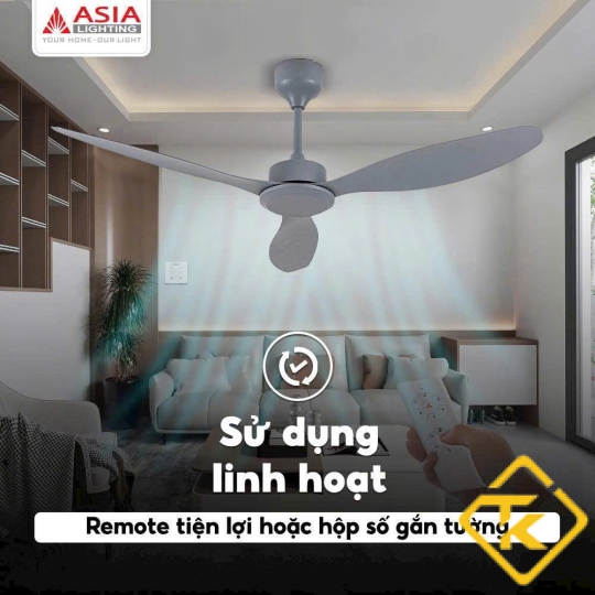 Quạt trần cao cấp  3 cánh nhựa ABS nhiều màu Asia Lighting QT17