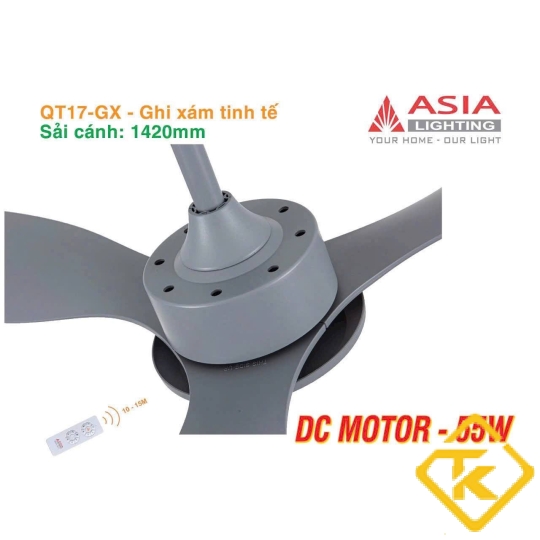 Quạt trần cao cấp  3 cánh nhựa ABS nhiều màu Asia Lighting QT17