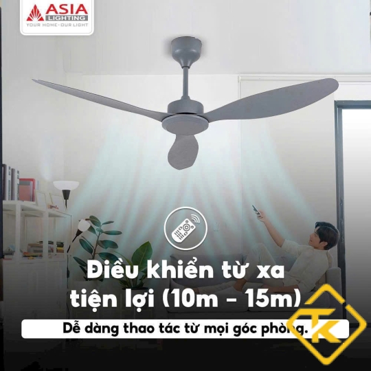 Quạt trần cao cấp  3 cánh nhựa ABS nhiều màu Asia Lighting QT17