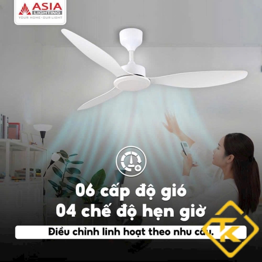 Quạt trần cao cấp  3 cánh nhựa ABS nhiều màu Asia Lighting QT17