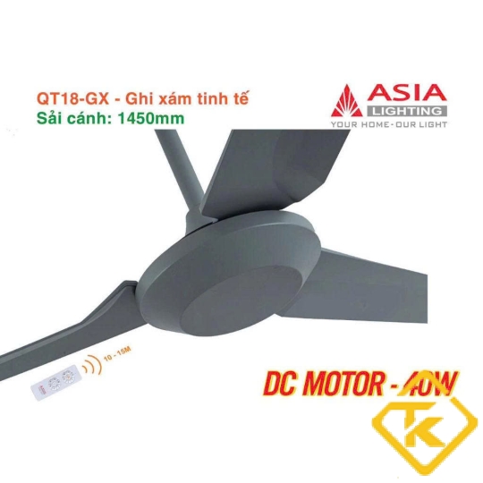 Quạt Trần 3 Cánh Asia Lighting QT18 điều khiển Remote – 3 Màu Sang Trọng