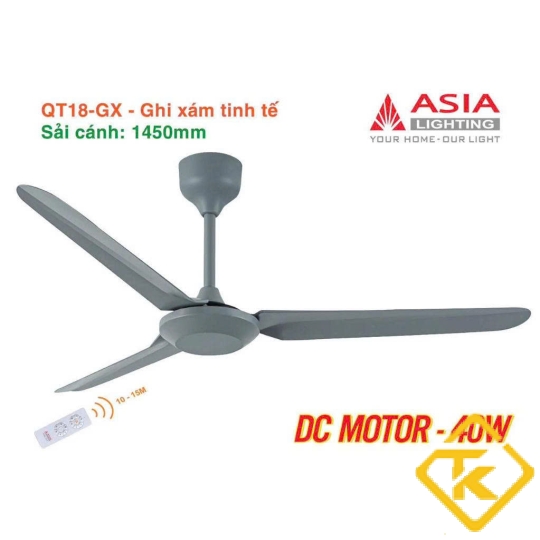 Quạt Trần 3 Cánh Asia Lighting QT18 điều khiển Remote – 3 Màu Sang Trọng