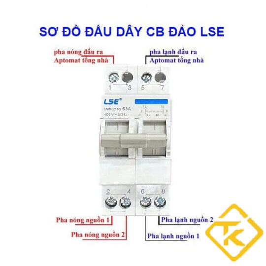Aptomat đảo chiều dạng aptomat 2 tép 63A LSE - Cầu dao đảo tự động