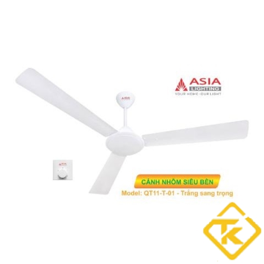 Quạt Trần Cao Cấp ASIA 3 Cánh Nhôm Tĩnh Điện Màu Đen -QT11-D-01