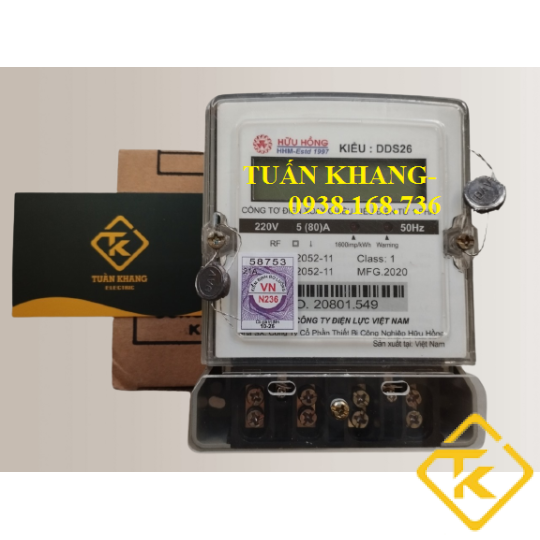 Công tơ điện xoay chiều điện tử 1 pha Hữu Hồng DDS26