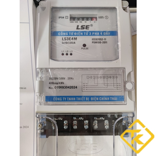 CÔNG TƠ ĐIỆN 3 PHA( ĐỒNG HỒ ĐIỆN 3 PHA) LSE 3 Pha 4 Dây Kiểu Điện Tử LS3E4M 3x10(120)A