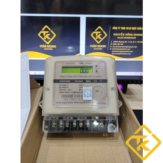 CÔNG TƠ ĐIỆN TỬ 3 PHA HỮU HỒNG DTS27 10(100)A Trực Tiếp CÓ KIỂM ĐỊNH