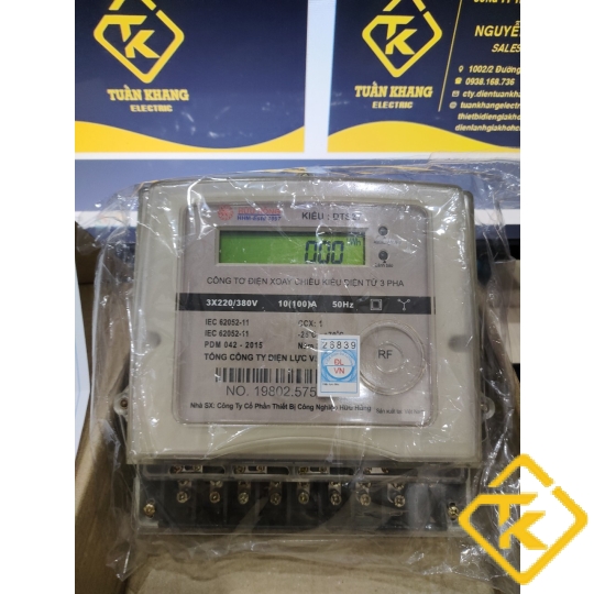 CÔNG TƠ ĐIỆN TỬ 3 PHA HỮU HỒNG DTS27 10(100)A Trực Tiếp CÓ KIỂM ĐỊNH