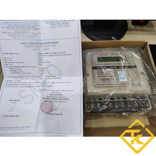 CÔNG TƠ ĐIỆN TỬ 3 PHA HỮU HỒNG DTS27 10(100)A Trực Tiếp CÓ KIỂM ĐỊNH