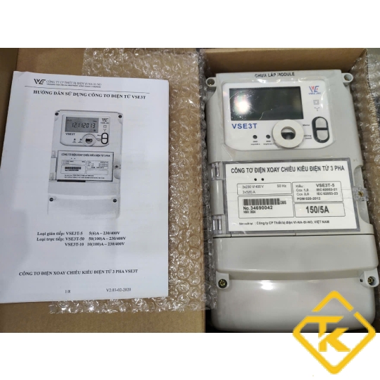 Công tơ điện tử 3 pha Vinasino VSE3T-5 nhiều biểu giá gián tiếp loại 5(6)A