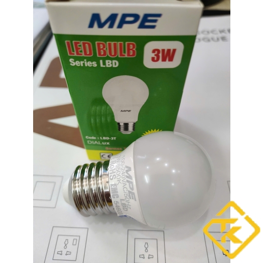 Bóng đèn LED búp chống ẩm MPE 3W TRẮNG/VÀNG