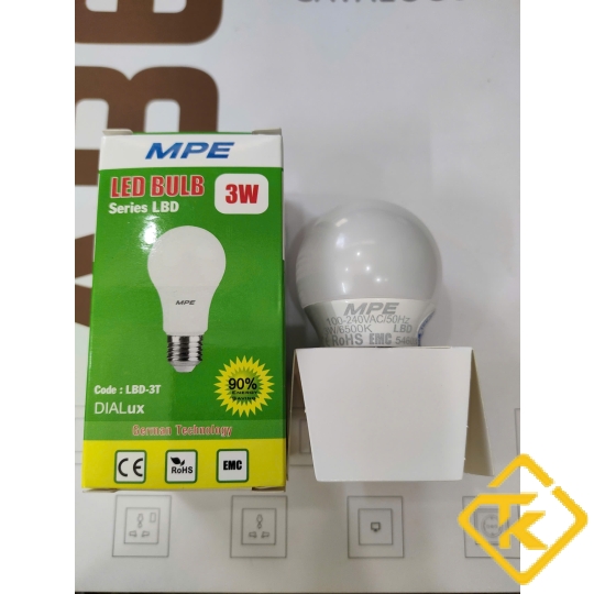 Bóng đèn LED búp chống ẩm MPE 3W TRẮNG/VÀNG
