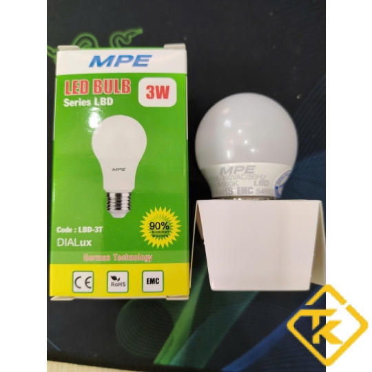 Bóng đèn LED búp chống ẩm MPE 3W TRẮNG/VÀNG
