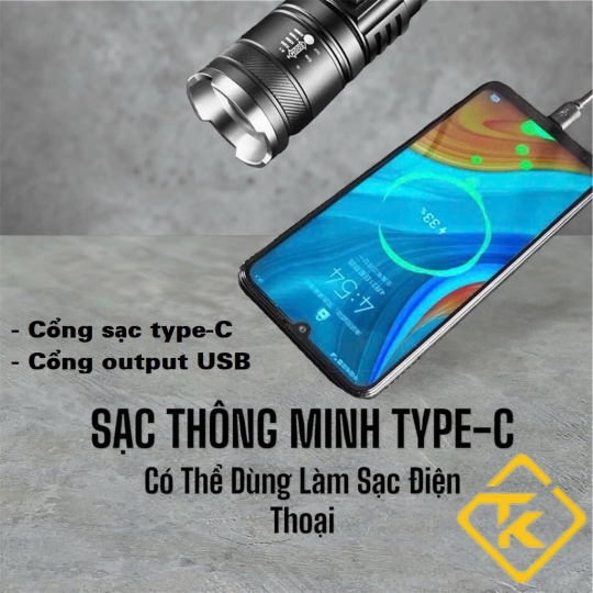Đèn Pin Chiếu Xa Siêu Sáng Dành Cho Cắm Trại, Dã Ngoại, Đi Rừng